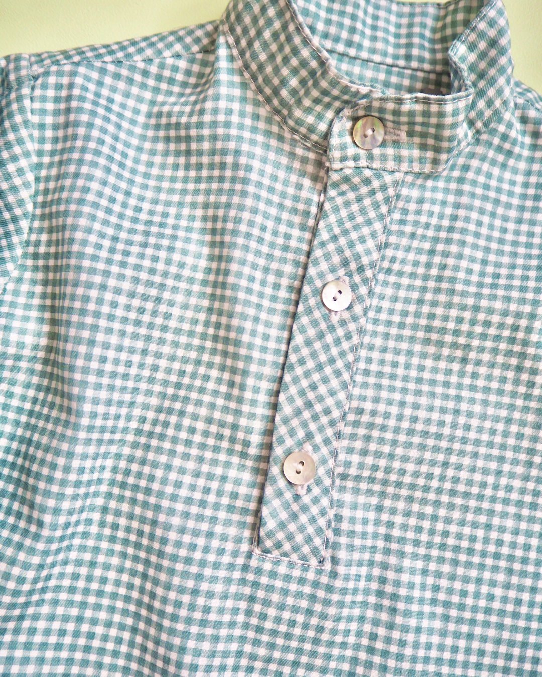 pi&pa★Vichy Matcha Boys Shirt(2A~10A)の画像