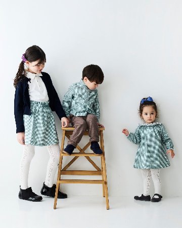pi&pa★Vichy Matcha Boys Shirt(2A~10A)の画像