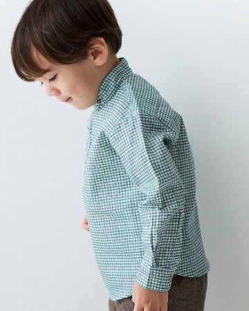 pi&pa★Vichy Matcha Boys Shirt(2A~10A)の画像