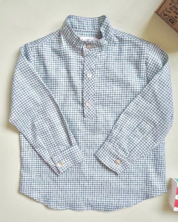pi&pa★Vichy Matcha Boys Shirt(2A~10A)の画像