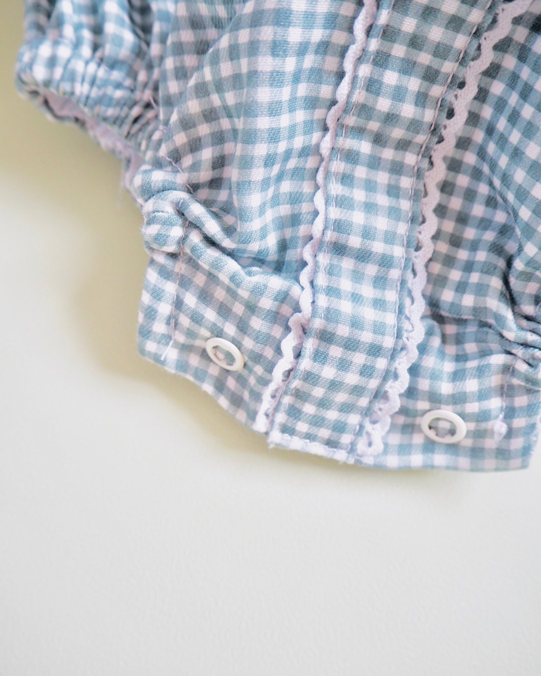 pi&pa★Vichy Matcha Smocking Romper(6m~18m)の画像
