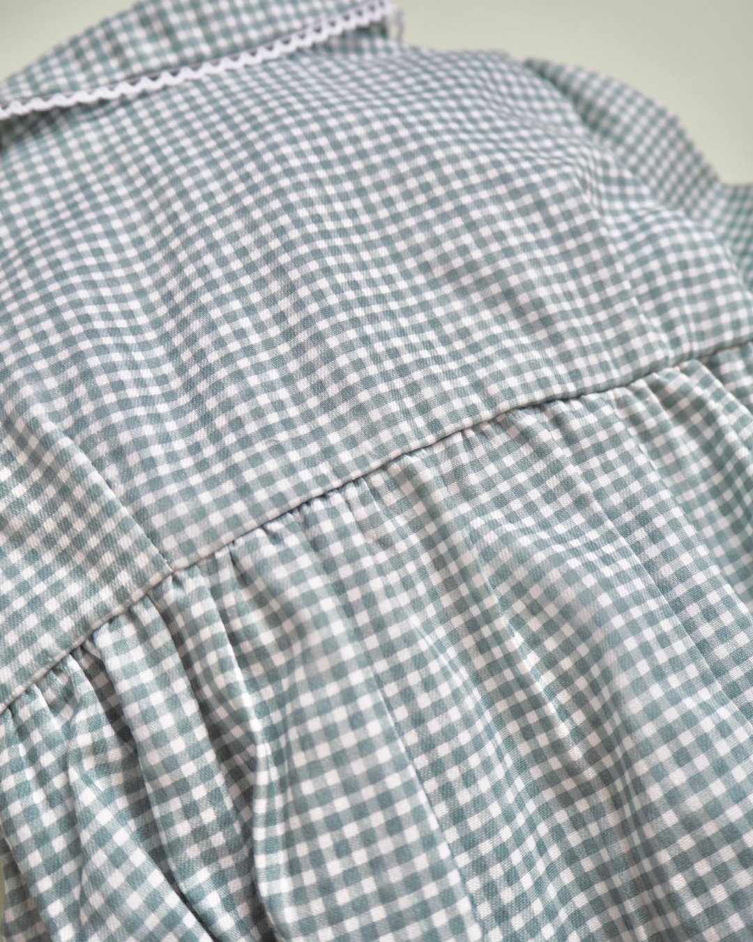 pi&pa★Vichy Matcha Smocking Romper(6m~18m)の画像