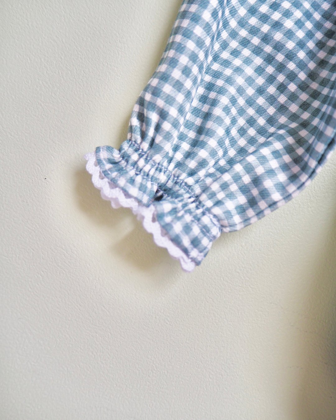 pi&pa★Vichy Matcha Smocking Romper(6m~18m)の画像