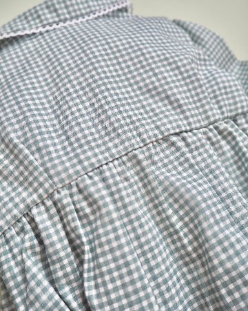 pi&pa★Vichy Matcha Smocking Romper(6m~18m)の画像