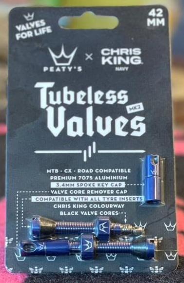 Peaty’s 「ピーティーズ」/ Tubeless Valves チューブレス バルブ 42㎜ / Navy/ Peaty’s x Chris King ネイビーの画像
