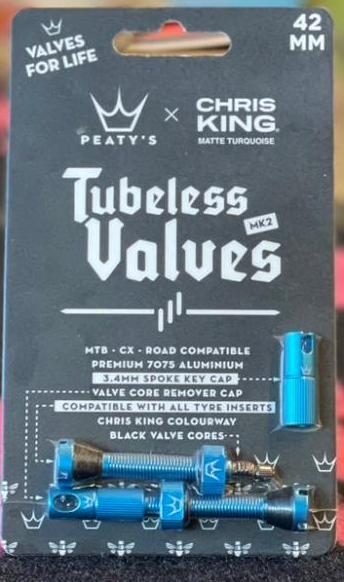 Peaty’s 「ピーティーズ」/ Tubeless Valves チューブレス バルブ 42㎜ / Turquoise/ Peaty’s x Chris King ターコイズの画像