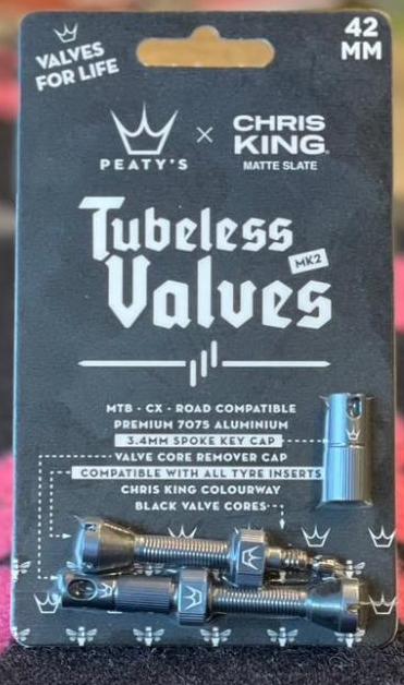 Peaty’s 「ピーティーズ」/ Tubeless Valves チューブレス バルブ 42㎜ / Slate / Peaty’s x Chris King スレートの画像