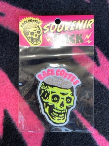 RACE COFFEE [patch] イエローxグレー / レースコーヒー / パッチ　ワッペン  スカル　の画像
