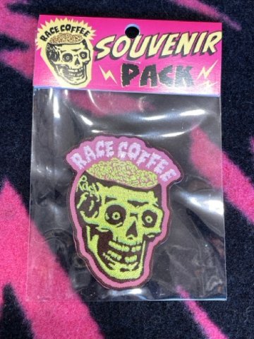 RACE COFFEE [patch]  イエローXピンク / レースコーヒー / パッチ　ワッペン  スカル　の画像