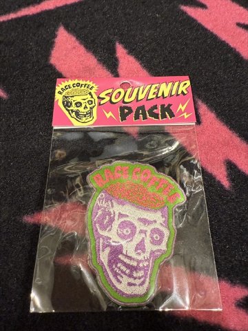 RACE COFFEE [patch] ピンクxグリーン / レースコーヒー / パッチ　ワッペン  スカル　の画像