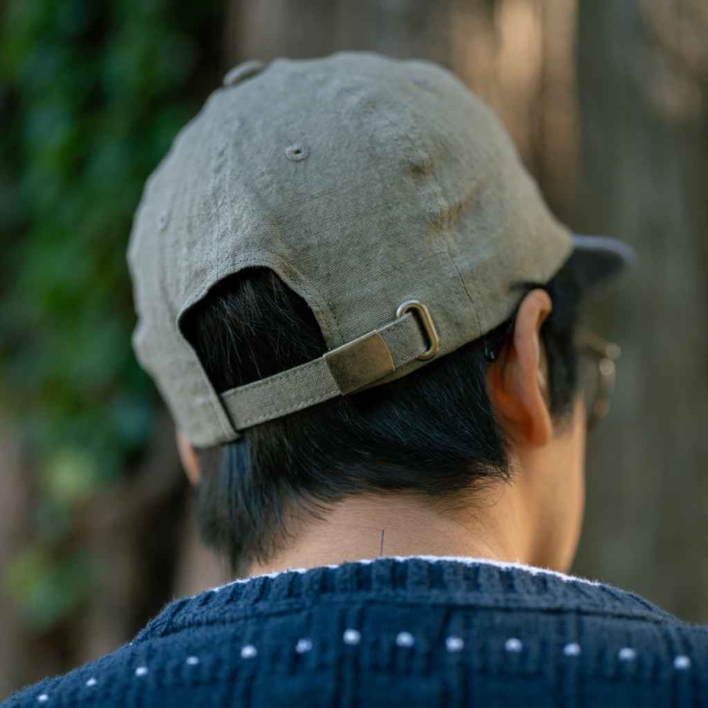 RON'S BIKES / ULTRA ROMANCE / linen tulip cap (yellow tan/chambray)の画像