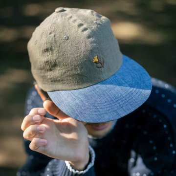 RON'S BIKES / ULTRA ROMANCE / linen tulip cap (yellow tan/chambray)の画像