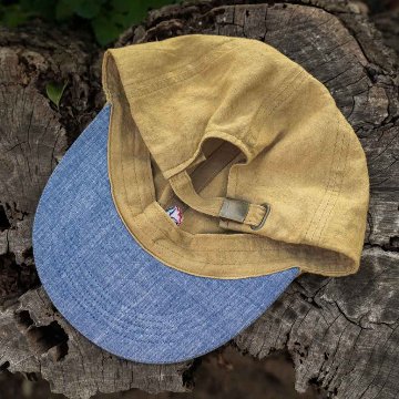 RON'S BIKES / ULTRA ROMANCE / linen tulip cap (yellow tan/chambray)の画像