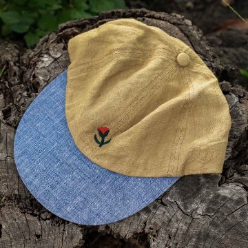 RON'S BIKES / ULTRA ROMANCE / linen tulip cap (yellow tan/chambray)の画像