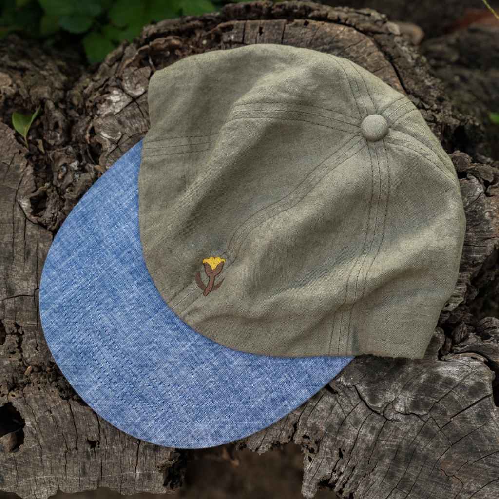 RON'S BIKES / ULTRA ROMANCE / linen tulip cap (olive/chambray)の画像