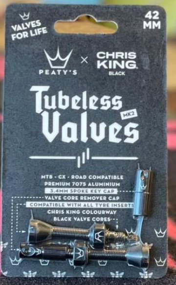 Peaty’s 「ピーティーズ」/ Tubeless Valves チューブレス バルブ 80㎜ / ブラック / Peaty’s x Chris Kingの画像