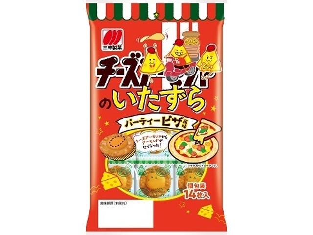 三幸製菓 チーズのいたずら パーティーピザ風味１４枚×16入り 【全国送料無料】(一部地域別途)の画像