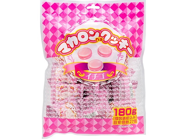 やおきん マカロンクッキーイチゴ １８０ｇ袋  ×1入り 【全国送料無料】(一部地域別途)の画像
