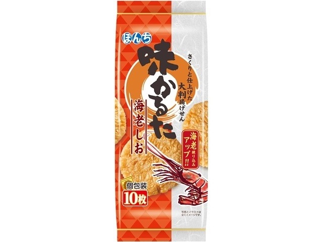 ぼんち １０枚味かるた海老しお ×10 【送料込】(一部地域別途)の画像