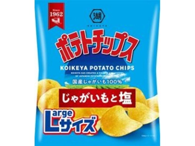 湖池屋 Ｌサイズポテト じゃがいもと塩１１２ｇ×12入り 【全国送料無料】(一部地域別途)の画像