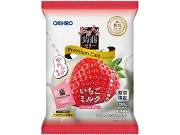 オリヒロプランデュ ぷるんと蒟蒻プレミアムカフェいちごミルク ×12 【送料込】(一部地域別途)の画像