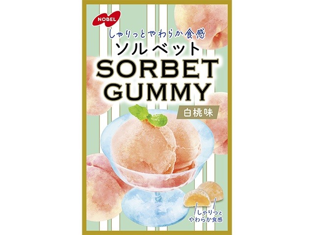 ノーベル ソルベットグミ 白桃味５０ｇ×72入り 【全国送料無料】(一部地域別途)の画像
