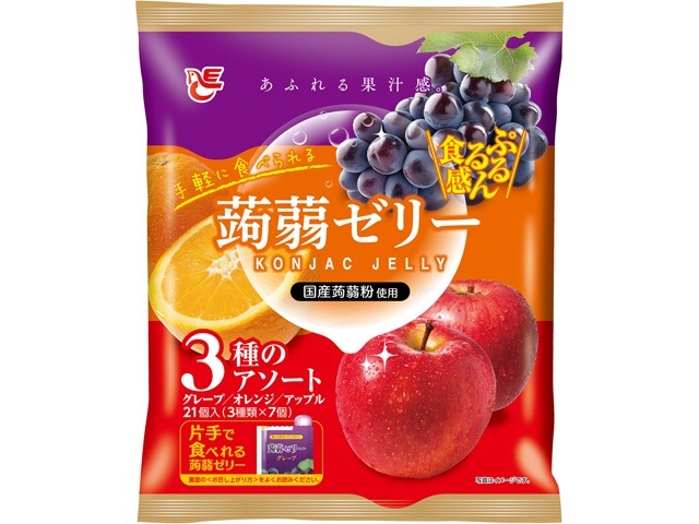 エース 蒟蒻ゼリー グレープ・オレンジ・アップル×12入り 【全国送料無料】(一部地域別途)の画像
