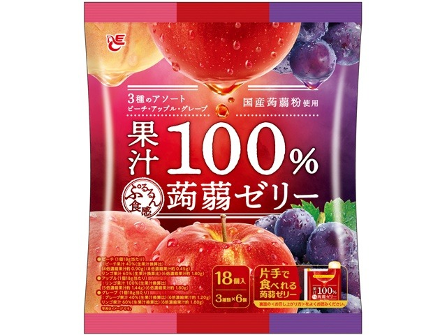 エース 果汁１００％蒟蒻ゼリー１８個×16入り 【全国送料無料】(一部地域別途)の画像