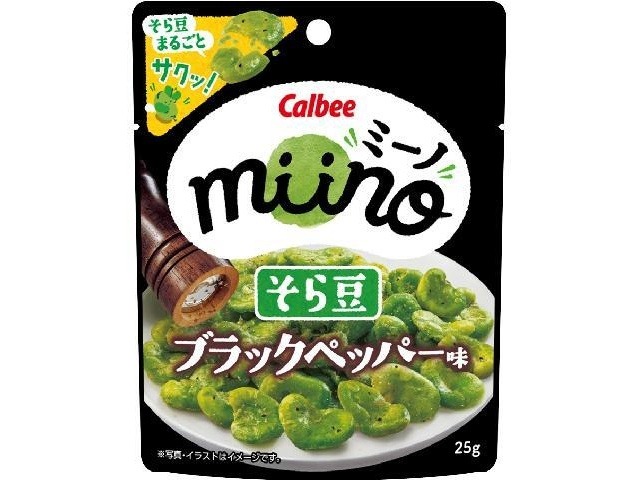 カルビー ｍｉｉｎｏそら豆ブラックペッパー ２５ｇ×12入り 【全国送料無料】(一部地域別途)の画像