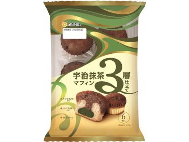丸中 ３層仕立て宇治抹茶マフィン ６個×6入り 【全国送料無料】(一部地域別途)の画像