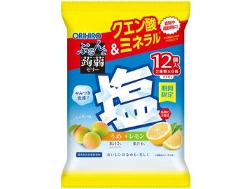 オリヒロプランデュ ぷるんと蒟蒻ゼリー塩うめ＋塩レモン１２個×12入り 【全国送料無料】(一部地域別途)の画像