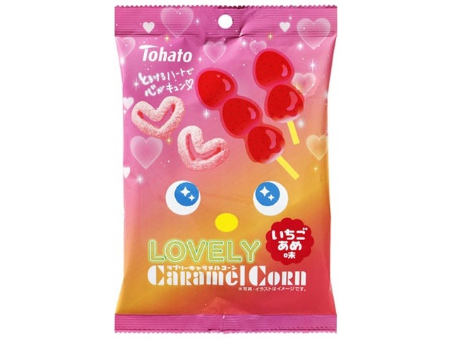 東ハトＬＯＶＥＬＹキャラメルコーンいちごあめ４３ｇ×24入り 【全国送料無料】(一部地域別途)の画像