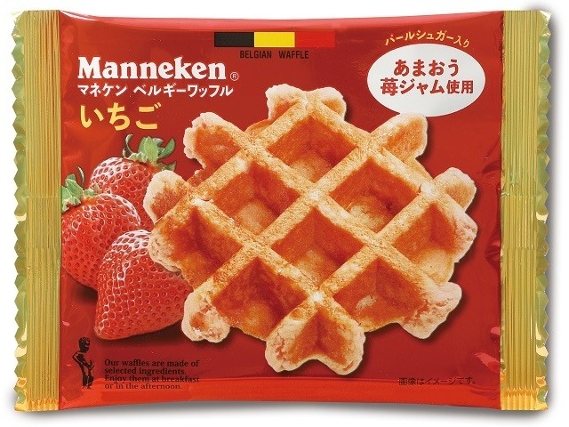 マネケン いちごワッフル １個  ×6入り 【全国送料無料】(一部地域別途)の画像
