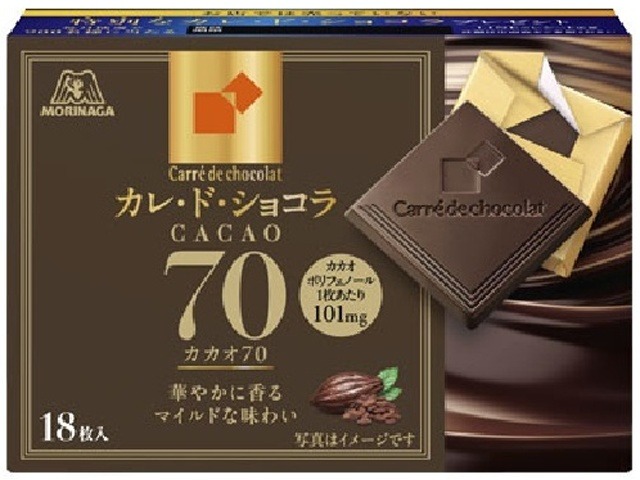 森永 カレ・ド・ショコラカカオ７０ １８枚 ×6入り 【全国送料無料】(一部地域別途)の画像