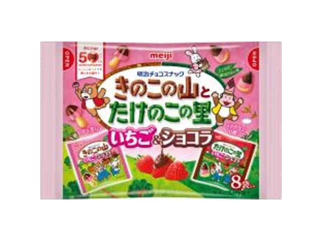 明治 きのこたけのこ いちごショコラ８袋  ×18入り 【全国送料無料】(一部地域別途)の画像