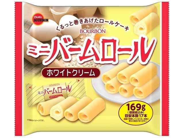 ブルボン ミニバームロールホワイトクリーム１６９ｇ  ×12入り 【全国送料無料】(一部地域別途)の画像
