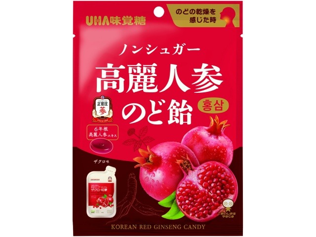 味覚糖 ノンシュガー高麗人参のど飴７５ｇ ×72入り 【全国送料無料】(一部地域別途)の画像