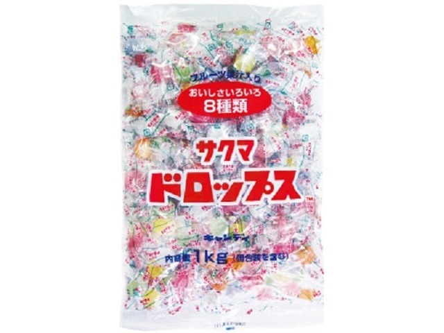 サクマ 袋入りドロップス １Ｋｇ ×10入り 【全国送料無料】(一部地域別途)の画像
