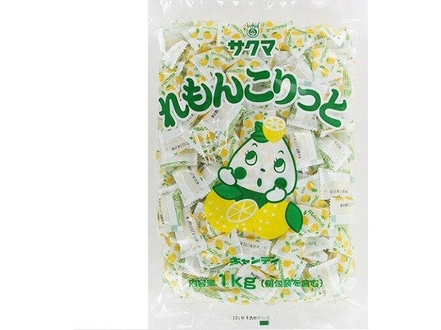サクマ れもんこりっと ピロー１ｋｇ ×10入り 【全国送料無料】(一部地域別途)の画像