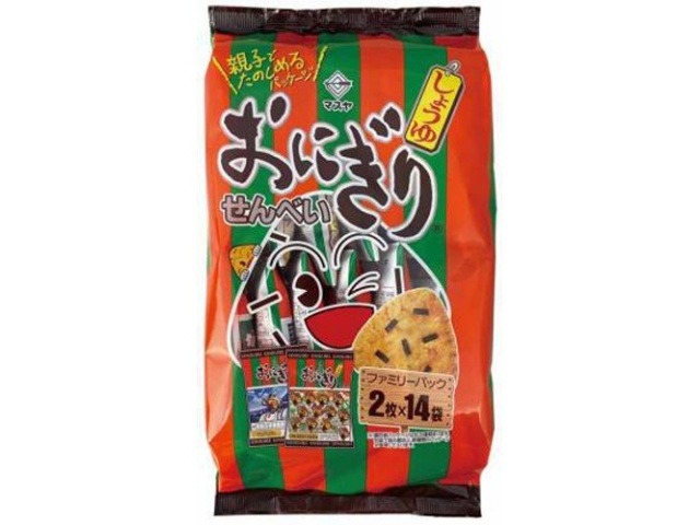 マスヤ おにぎりせんべい ファミリーＰ２枚×１４袋  ×14入り 【全国送料無料】(一部地域別途)の画像