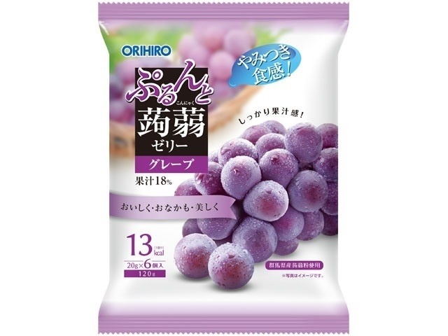 オリヒロプランデュ ぷるんと蒟蒻ゼリーパウチグレープ ６個   ×24 【送料込】(一部地域別途)の画像
