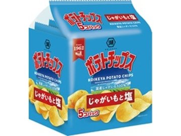 湖池屋 ５個パックポテトチップスじゃがいもと塩×6入り 【全国送料無料】(一部地域別途)の画像