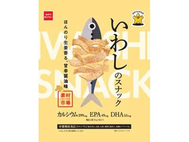 おやつカンパニー 素材市場いわしのスナック甘辛醤油味６１ｇ×24入り 【全国送料無料】(一部地域別途)の画像