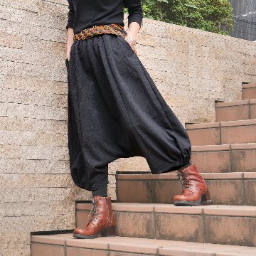 Newカラー追加＊軽くて暖か＊裏地フリース素材＊丸く仕上げたシルエットが女性らしい＊大人のサルエルパンツ＊d-pn504fの画像