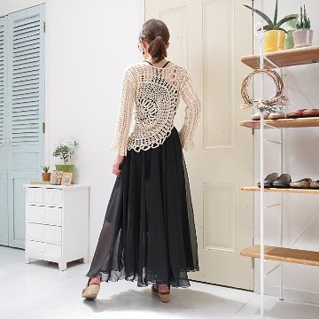 サイズ４展開＊ざっくりとした編み感＊かぎ針＊花模様編み＊フレア袖＊コットン素材＊トップス＊手編み＊dandelion＊ネパール＊d-tp505Rの画像