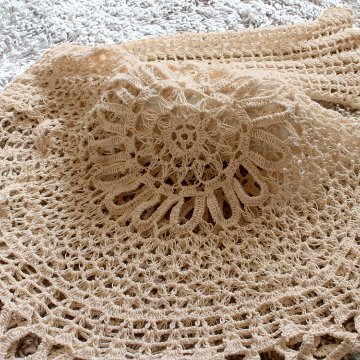 サイズ４展開＊ざっくりとした編み感＊かぎ針＊花模様編み＊フレア袖＊コットン素材＊トップス＊手編み＊dandelion＊ネパール＊d-tp505Rの画像