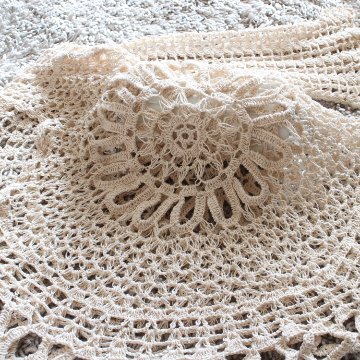 サイズ４展開＊ざっくりとした編み感＊かぎ針＊花模様編み＊フレア袖＊コットン素材＊トップス＊手編み＊dandelion＊ネパール＊d-tp505Rの画像