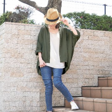 夏の羽織としても◎着回し力抜群＊ドルマンシャツ＊ゆったりトップス＊チュニック＊カーディガン＊薄手＊d-tp503の画像