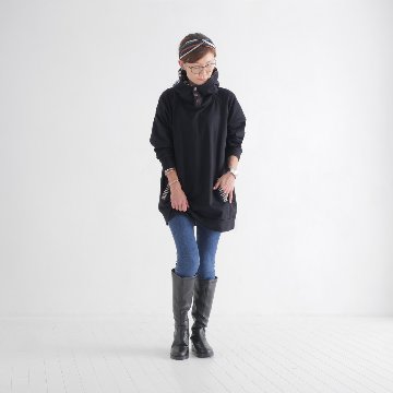 Renewal再販×3＊オフタートルネック＊花クロシェ×ボーダーフード＊裏地フリース＊プルオーバー＊パーカー＊d-tp507の画像