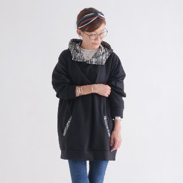 Renewal再販×3＊オフタートルネック＊花クロシェ×ボーダーフード＊裏地フリース＊プルオーバー＊パーカー＊d-tp507の画像